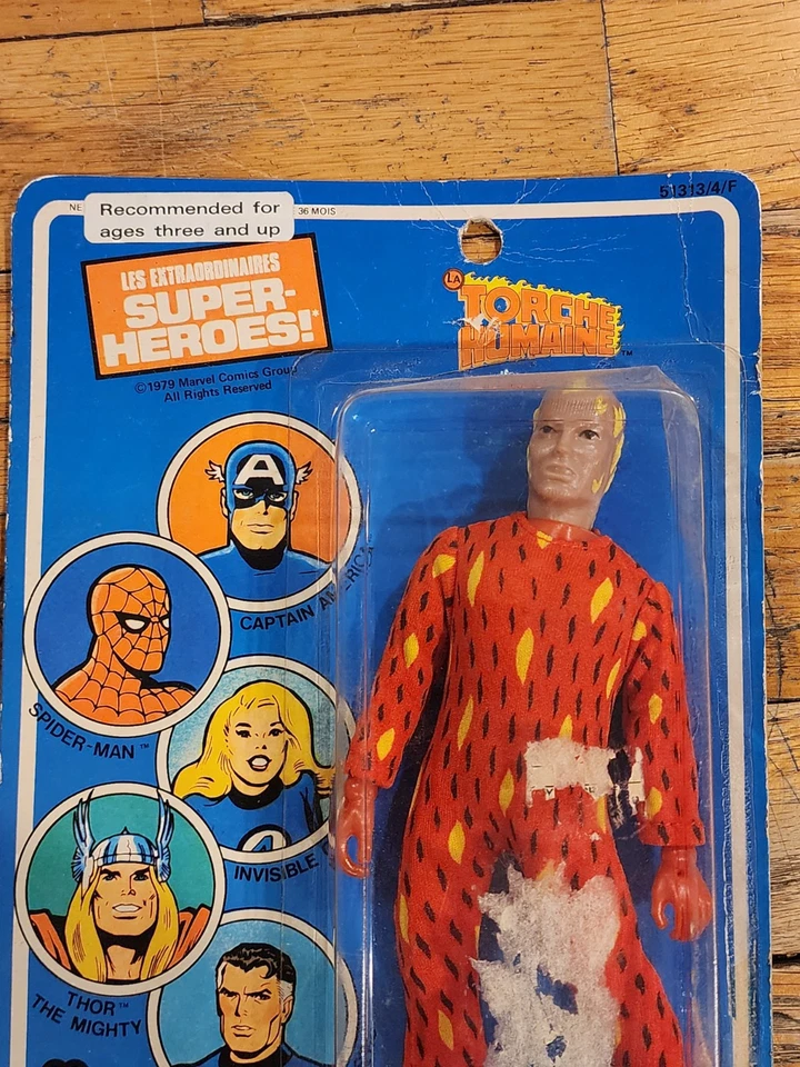 FIGURA DE ACCIÓN VINTAGE MEGO HUMAN ANTORCH 8" LES EXTRAORDINARARIES 1979 TARJETA FRANCESA Foto 3 de 4