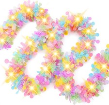 33ft Easter Tinsel Garland with LED Lights Colorful Spring Garland Perfect Easte