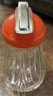Vintage Diner Syrup Dispenser 1950-1960's Clear Glass With  Red Lid — photo 3