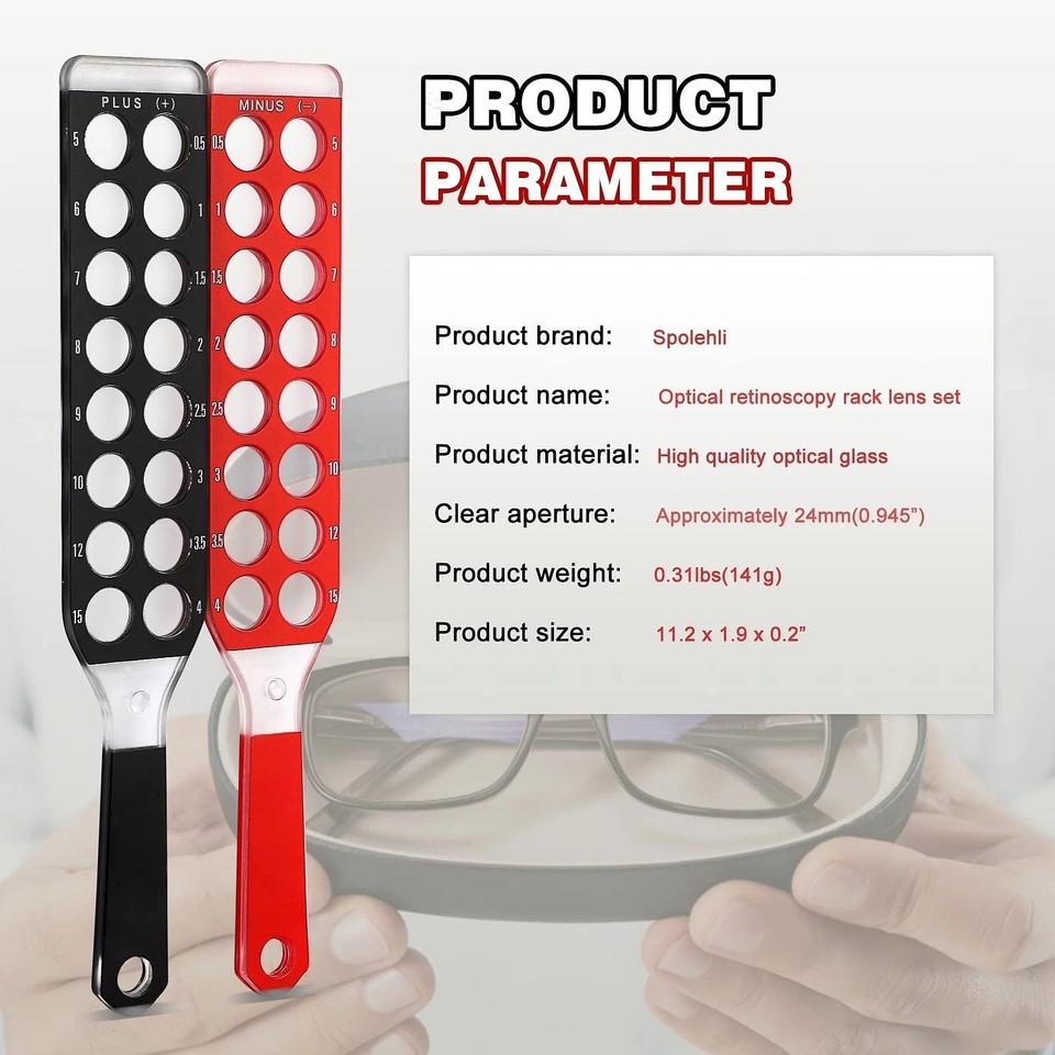 2 Pack 32 Lenses Optical Retinoscopy Rack Lens Set for Quick ...