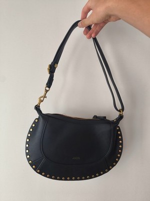 Isabel Marant Tasche Leder schwarz genagelt gold abnehmbarer Schultergurt Damen schicke Form