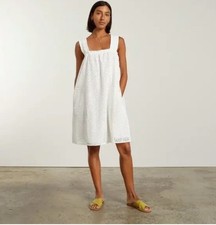 Everlane Smocked Eyelet Dress Lined white XS NWT