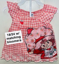 Strawberry Shortcake Up Cycled Handmade, Pink Gingham Dress W/ Bloomers 18-24 M