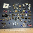 Vintage Lot Of 50 Lapel Hat Tie & Earrings, Silver/Goldtone, 2 Sterling Pcs