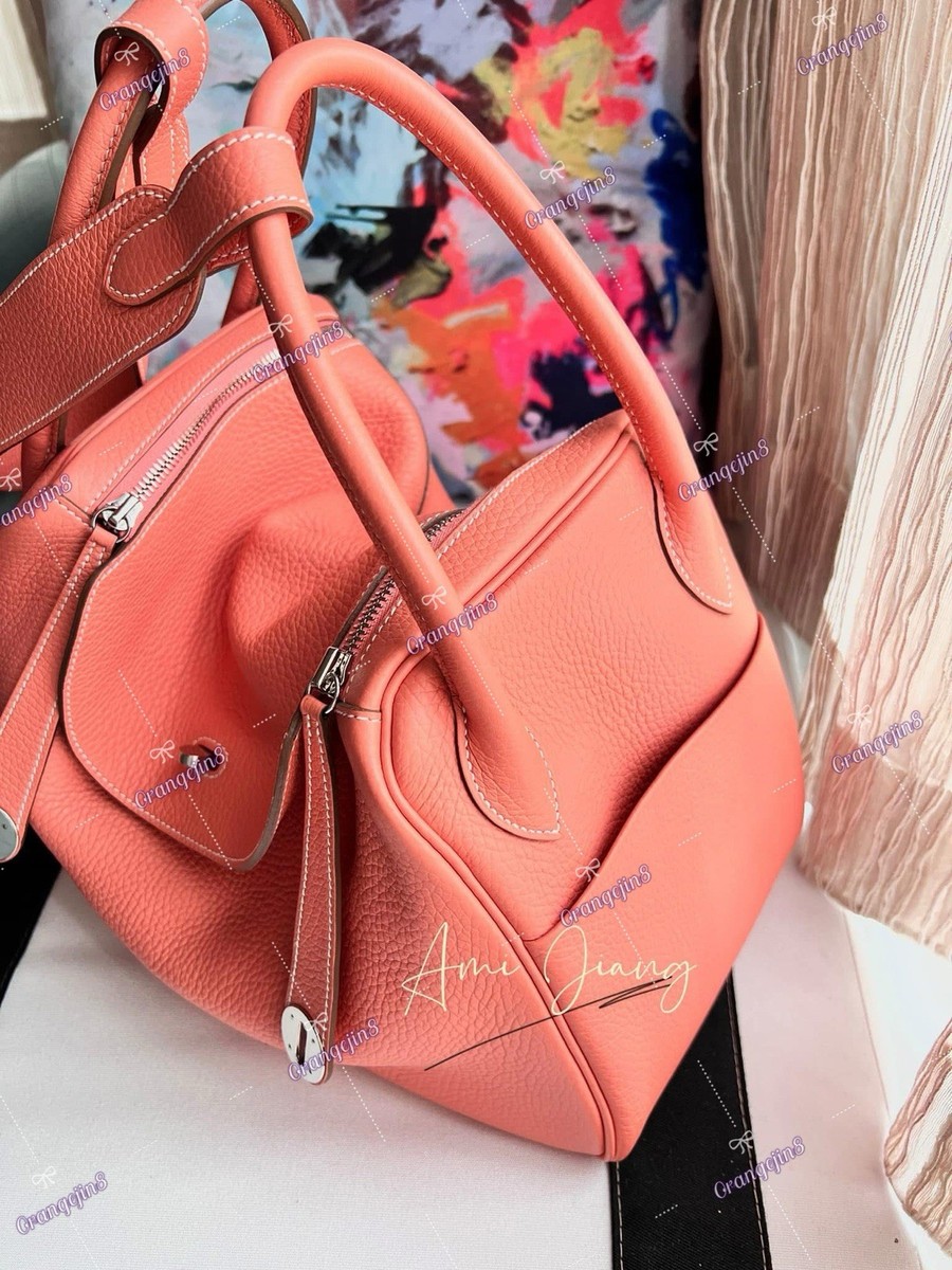 HERMES Lindy 34 Shoulder Bag Taurillon Clemence Crevette Palladium