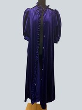Miss Elaine Purple Velvet Robe with Ruffled Trim