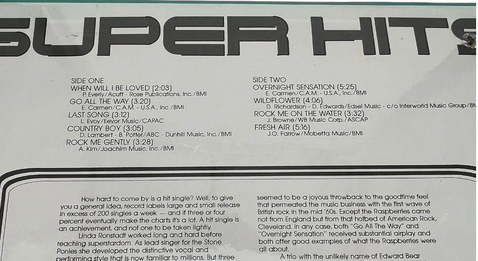 Super Hits (1973, Pickwick) VINYL LP Various Artists - Raspberries, Ronstadt NEW - Image 4 of 4