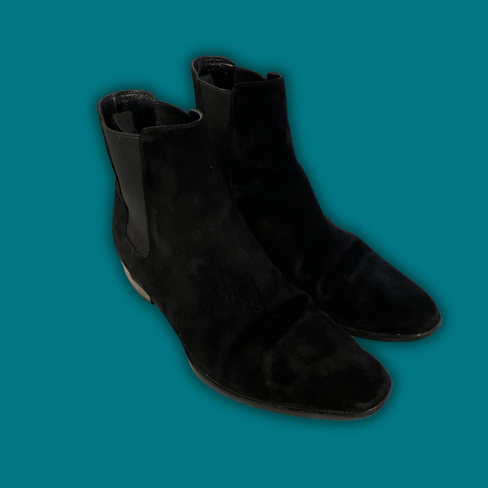 Stivali Chelsea Saint Laurent Wyatt neri scamosciati taglia UK 10 EU 44 PREZZO AL PUBBLICO £ 860