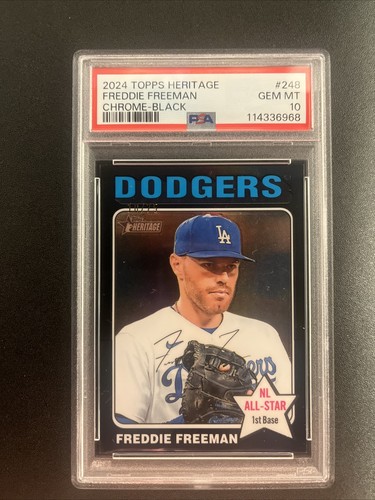 Freddie Freeman 2024 Topps Heritage Chrome Black Refractor 10/75 #248 PSA 10