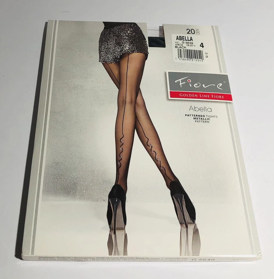 Medias Fiore ABELLA 20 Den Negro Patrón Metálico Microfibra G5649 Talla 4 Nuevas Foto 3 de 4