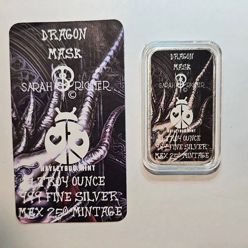 1 oz Silver Bar Hayleybug Echoes of Eternity : Dragon Mask  Sarah Richter