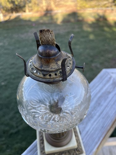 Antique Double Tier Marble And Bronze Oil Lamp - Picture 3 of 7