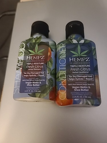 HEMPZ TRAVEL SIZE SHAMPOO & CONDITIONER 2.25 oz TRIPLE MOISTURE FRESH CITRUS - Picture 1 of 2