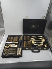 Vintage  German Bestecke Solingen  Gold Plated 66 Piece Flatwear Set  Missing...