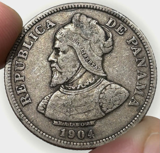 1904 Silver Panama 25 Centesimos Balboa 12 5 Grams Circulated Coin Scarce Type
