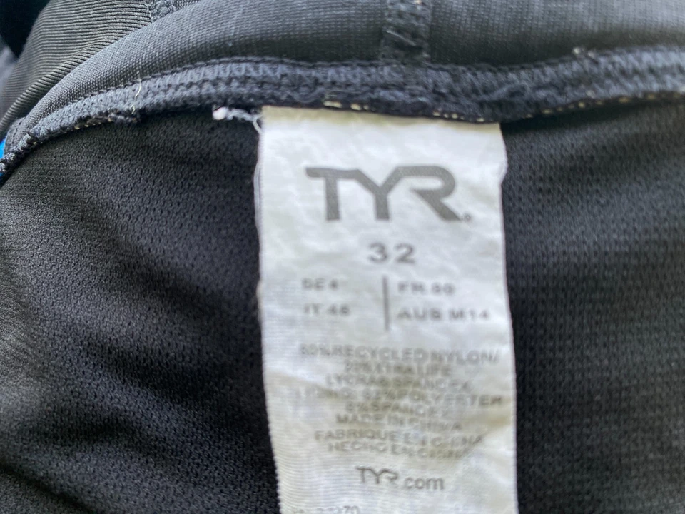 TYR Mens swim shorts size 30 High waist Blue Black competition suit - Image 4 of 4