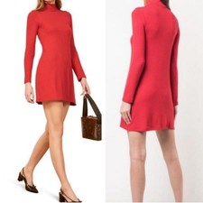 Reformation Jeans Sammi Red Ribbed Turtleneck Mini Dress Long Sleeves Size XS