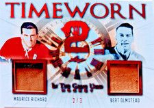 🔥#/3 MAURICE RICHARD BERT OLMSTEAD DUAL RELIC 2020-21 Leaf In the Game Used ITG