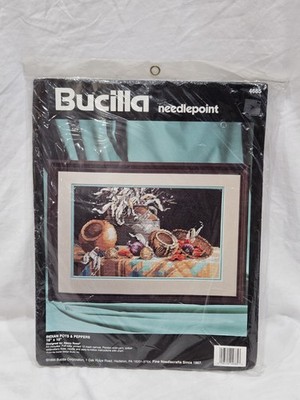 Vintage Bucilla Needlepoint Kit 4685 Indian Pots & Peppers 16x10 Nancy Rossi