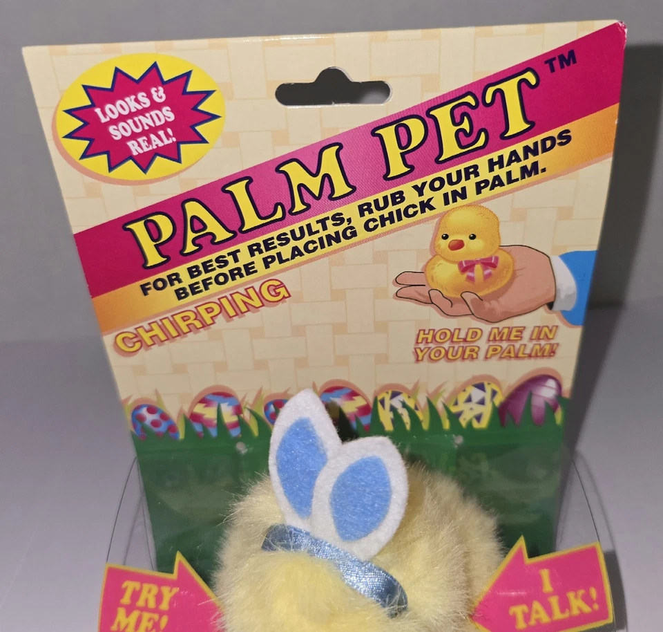 Vtg Dan Dee PALM PET Chirping Chick Blue Bunny Ears Easter Toy Works - Image 2 of 4