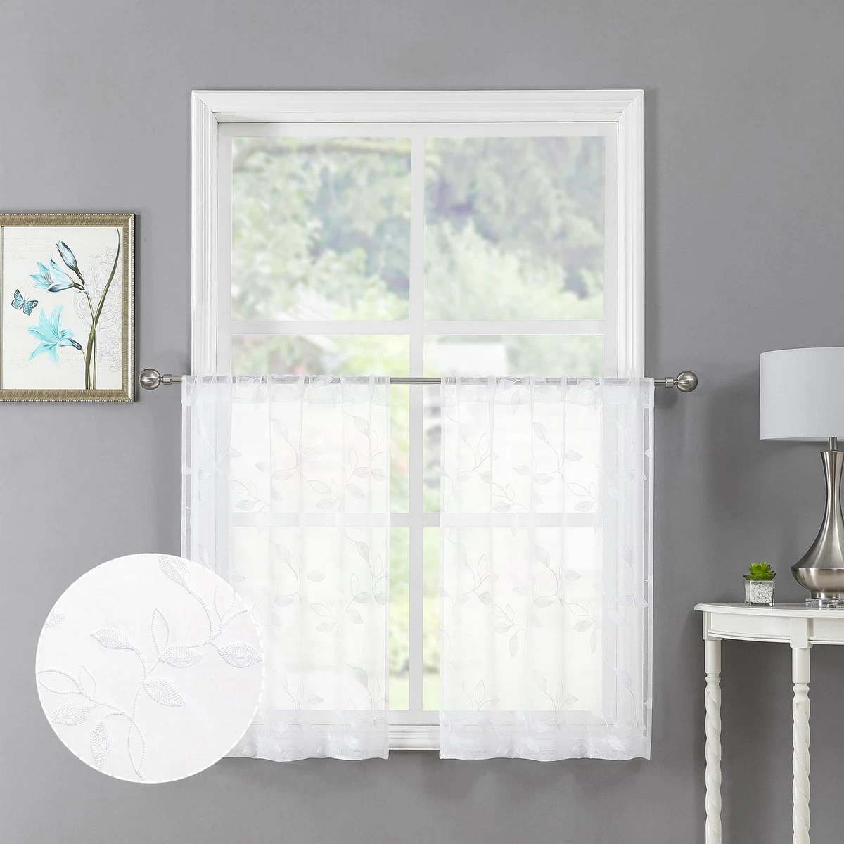 Curtainworks Soho - Tenda A Pannello In Voile Trasparente, Oyster, 73,7x274 Cm - Pieghe A Pizzico Con Linguette