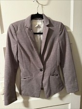 H M Women's Gray Tailored Single Button Blazer Notched Lapel Besom Pocket Size 2