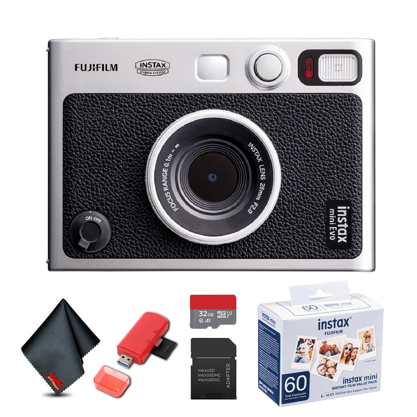 Fujifilm INSTAX MINI EVO Hybrid Instant Camera (Black), MICRO SD TO SD ADAPTER