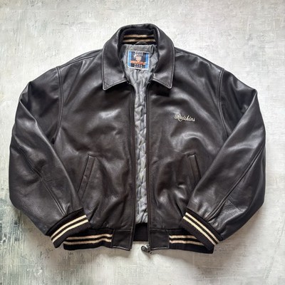 Vintage Redskins Lederjacke XXL College Varsity Dunkelbraun 90er Baseball Bomber