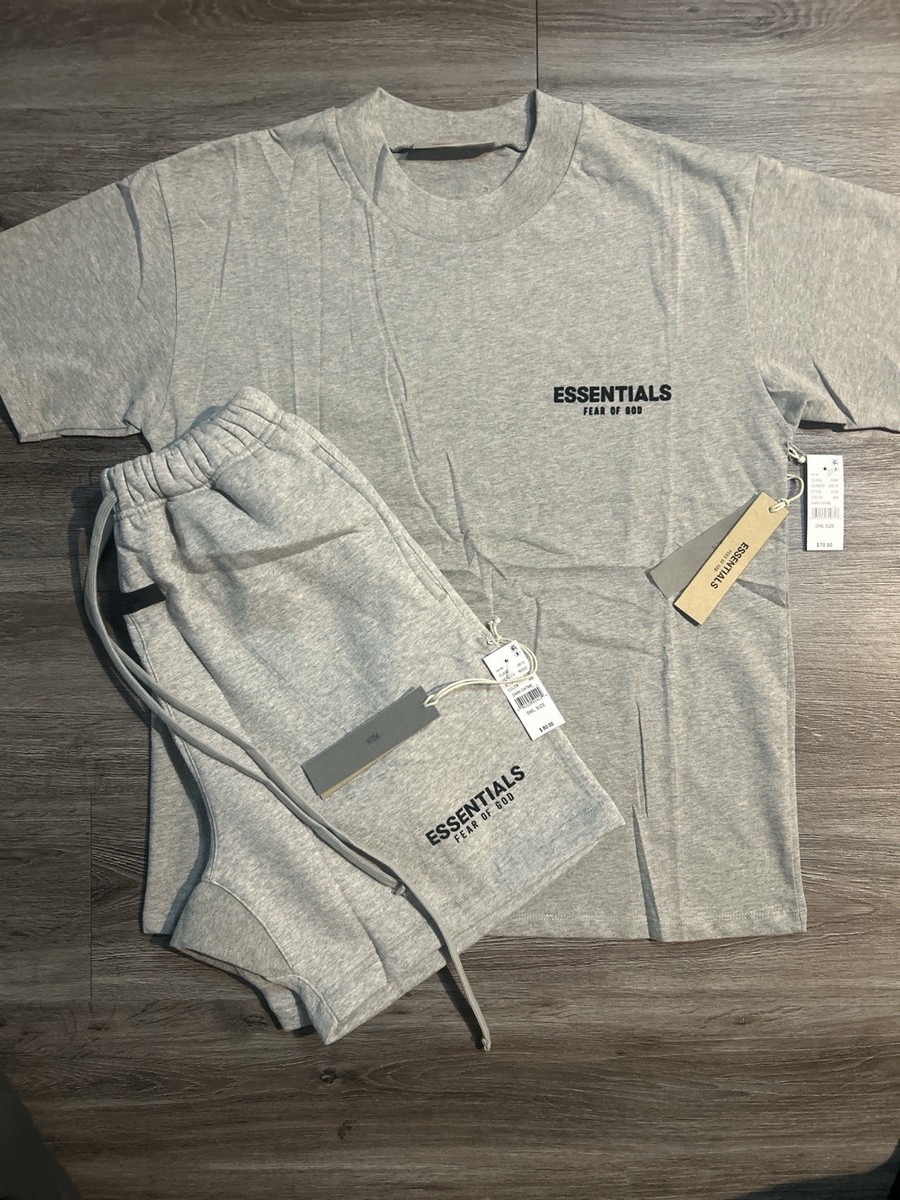 ESSENTIALS Fear of God Dark Oatmeal Cotton Men's T-Shirt & Shorts