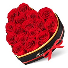 16 Preserved Roses in Heart Shape Gift Box for Her - Forever Flowers for Deli...