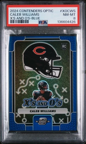 2024 CONTENDERS OPTIC X'S & O'S BLUE #XOCWS CALEB WILLIAMS ROOKIE 44/99 PSA 8