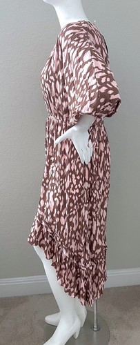 Umgee USA Animal Print Ruffle Trim High Low Dress Pink Brown Plus XL 1XL 2XL New - Picture 3 of 4