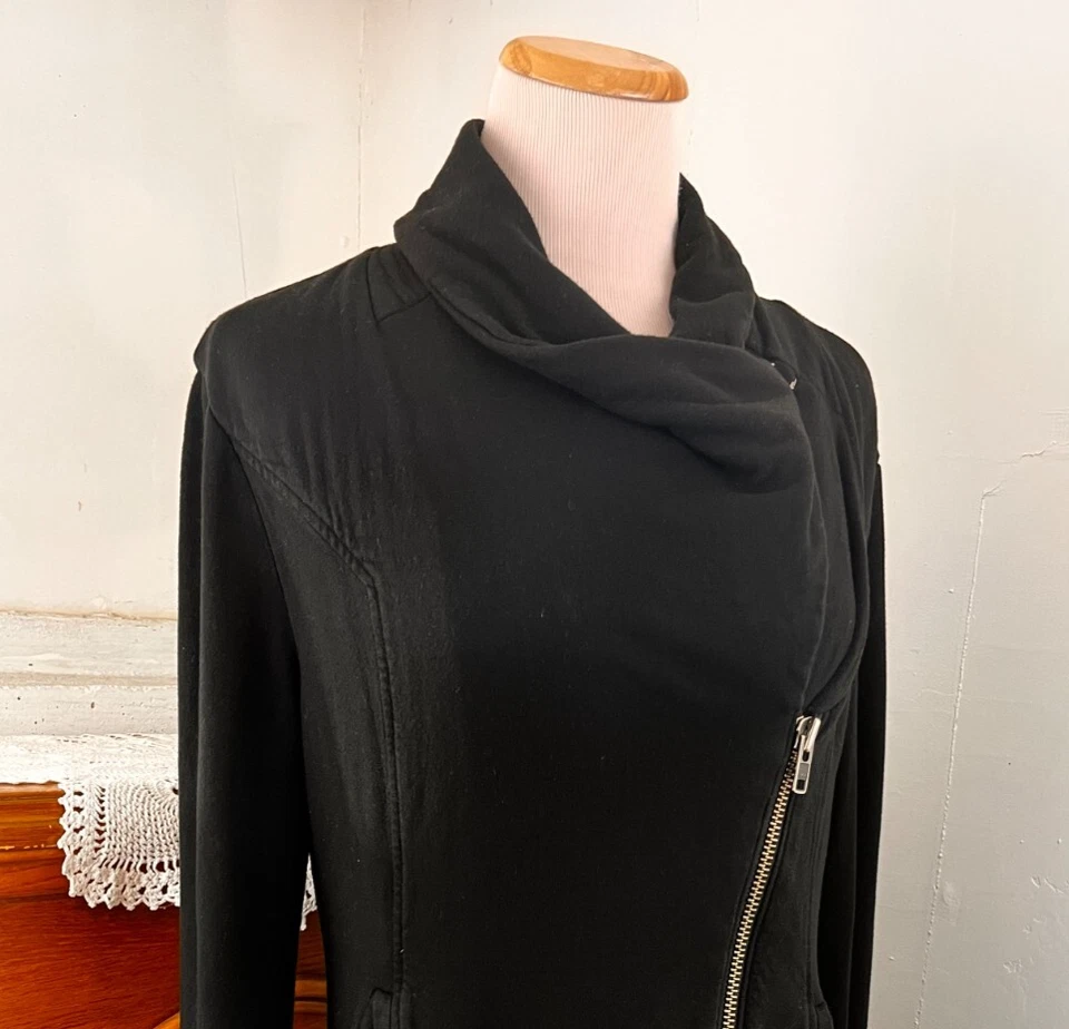 Helmut Lang Jacket Black Villous Asymmetric Hem Knit Sweater Cowl Neck ~ M - Image 4 of 4
