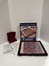 Scrabble Deluxe Travel Edition Complete 1990 Milton Bradley Wood Tiles Excellent