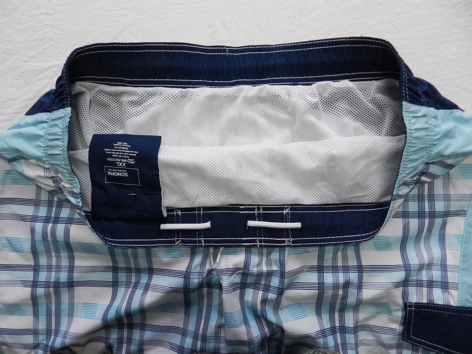Pantalones cortos de baño para hombre SONOMA talla XXL (2X) calzoncillos de malla a cuadros $40 NUEVO (ln18) Foto 3 de 4