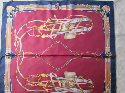 Foulard En Soie MANTERO Vintage - 86x88cm, Rouge, Occasion Très Bon état