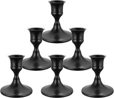 6PCS Taper Candle Holders Vintage Metal Candlestick Holders for Set of 6 Black