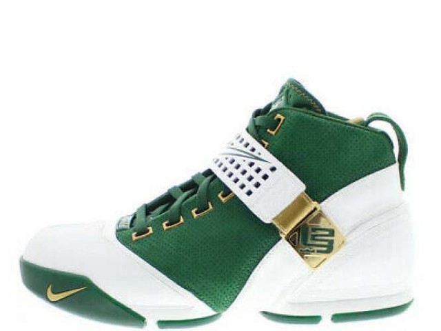 green and white lebrons