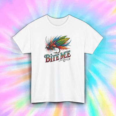 Bite Me T-Shirt Funny Fly Fishing Angler Fisherman Humor Gift Tee S-5XL