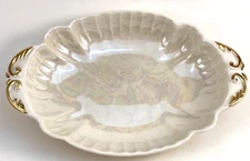 Cream Colored Opalescent CG 22K Gold Warranted Tidbit Candy Trinket Dish