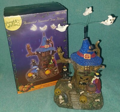 2006 Pumpkin Hallow TRICK-OR-TREE HOUSE Lighted Revolving Ghost Halloween Decor