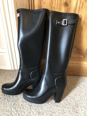 heeled rain boots hunter