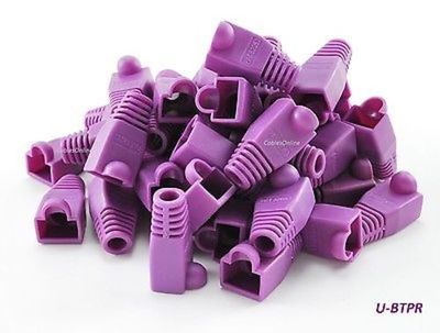 RJ45 Cat5e/ Cat6 Ethernet Cable Plug Strain Relief Boots 50-Pack, Purple