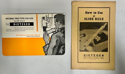 ''2'' Vtg Dietzgen Trig Log Log Slide Rule How To Instruction Manual Booklet (A5)