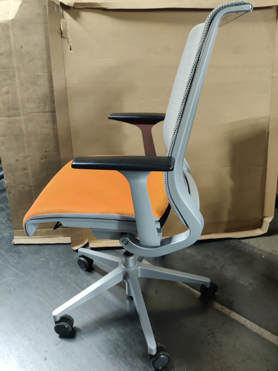 Steelcase Think office desk mesh back Chair orange and silver | eBay
