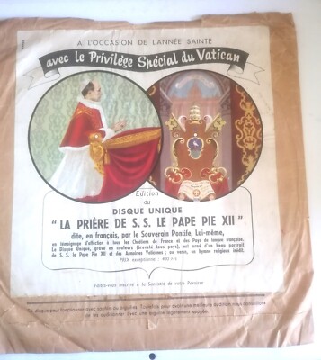 picture disc 78t Papst Pius XII Gebet des Heiligen Jahres 1950