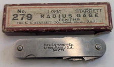 L.S. Starrett Co. Model No. 279 Radius Gage