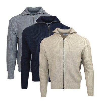 Herren Pullover Full Zip High Neck Baumwolle dicker Strickpullover Winterpullover 60-19