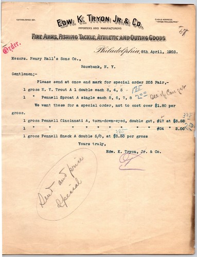 Philadelphia 1903 Edw. K. Tryon Jr. & Co. Fire Arms / Tackle ...