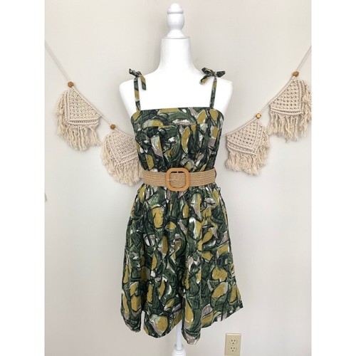 Anthropologie Fei Green \u0026 Black Printed 
